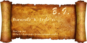 Buncsák Irén névjegykártya